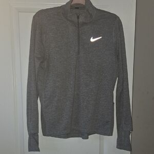 Nike Charcoal Quarter-Zip Top Dri-Fit  Running Wind Breaker